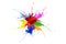 Red, blue, pink, yellow, light blue, orange and green paint splash explosion