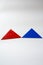 Red blue plastic triangle