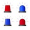 Red and Blue Police Flasher Siren Set. Vector