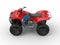 Red blue quad bike - top side view