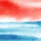 Red and blue real watercolor background. Hand drawn illustration