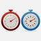 Red and blue realistic timers 10 seconds