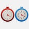 Red and blue realistic timers 20 seconds