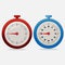 Red and blue realistic timers 45 seconds