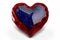 Red and blue ruby saphire natural stone glossy glance futuristic heart on white background