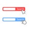 Red and blue search bar vector icon