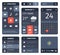 Red and blue set of mobile interface elements on