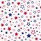 Red and blue stars seamless vector pattern