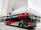 Red blue tarc bus in downtown Louisville Kentucky