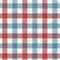 Red and blue tartan plaid fabric on white seamless pattern, vector