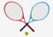 Red and blue tennis rackets