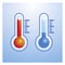 Red and blue thermometer icon