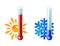 Red and blue thermometers