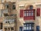 Red and blue Valletta balconies