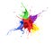 Red, blue, violet, yellow and green paint splash explosion