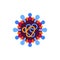 Red and blue virus flat icon. SARS-CoV-2 novel coronavirus structure vector illustration