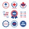 Red and blue Vote Canada emblems and design elements set