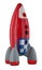 Red blue and white toy plastic childs rocket