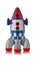 Red blue and white toy plastic childs rocket