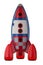 Red blue and white toy plastic childs rocket