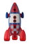 Red blue and white toy plastic childs rocket