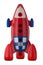 Red blue and white toy plastic childs rocket