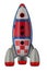 Red blue and white toy plastic childs rocket