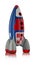 Red blue and white toy plastic childs rocket