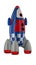 Red blue and white toy plastic childs rocket