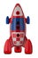 Red blue and white toy plastic childs rocket