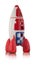 Red blue and white toy plastic childs rocket