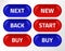 Red and blue wide buttons isolated