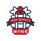 Red and blue wine label, high quality product logo, design element for menu, winery logo package, winery branding and