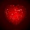 Red Blur heart shape of ligth bokeh on a black background