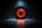 Red blurred dot with crosshair as a light effect in abstract target