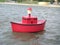 Red `boat buoy` on boating lake