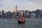 A red boat at Victoria Harbour, Wan Chai, Hong Kong