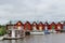 Red boathouses