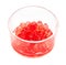 Red boiled tapioca balls in glass bowl cutout