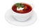 Red borsch in bundle jars isolated over white