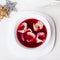 Red borsch with dumplings