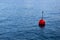 Red bouy on a calm lake