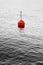 Red bouy on a calm lake - concept image with copy space
