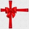 Red bow with crosswise ribbons