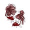 Red bow fashionable high heels sandals vector