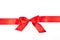 Red bow ribbon with tails isolated