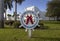 A red bow on a sign at the village of North Palm Beach in Florida