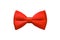 Red bow tie for satin fabric tuxedo isolated on white background