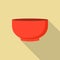 Red bowl icon, flat style