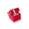 Red box for jewelry. Wedding ring. Isolated